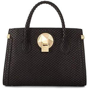 Celine Dion Octave Leather Satchel Black Snake